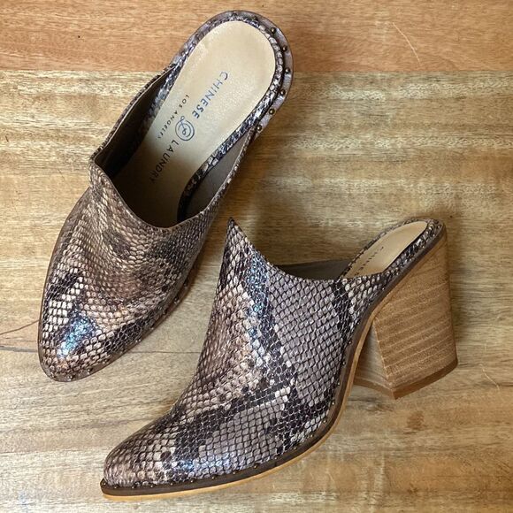 Chinese Laundry Snake Skin Print Heeled Mule Size 6 - Picture 11 of 11